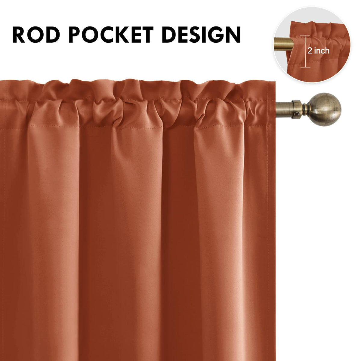 Blackout Curtains for Bedroom Living Room 42 x 72 Inch Long 2 Panels (2 Count)