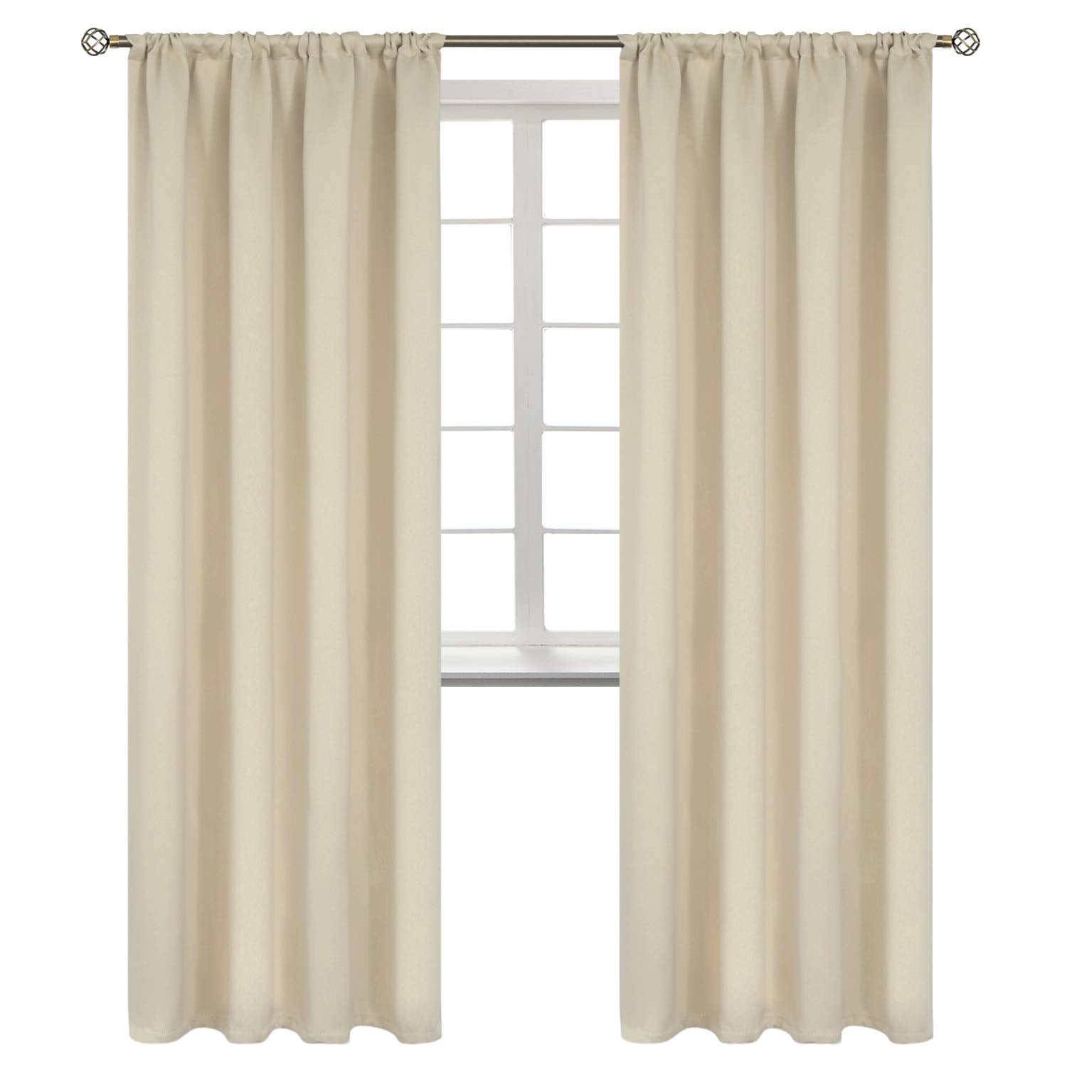 Beige Room Darkening Curtains 84 Inches Length (2 Count)