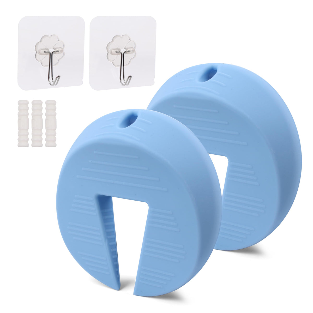 Upgraded Silicone Door Pinch Guard and Door Stoppers 2 Functions in 1 with 2 Free Hooks (2 Count)