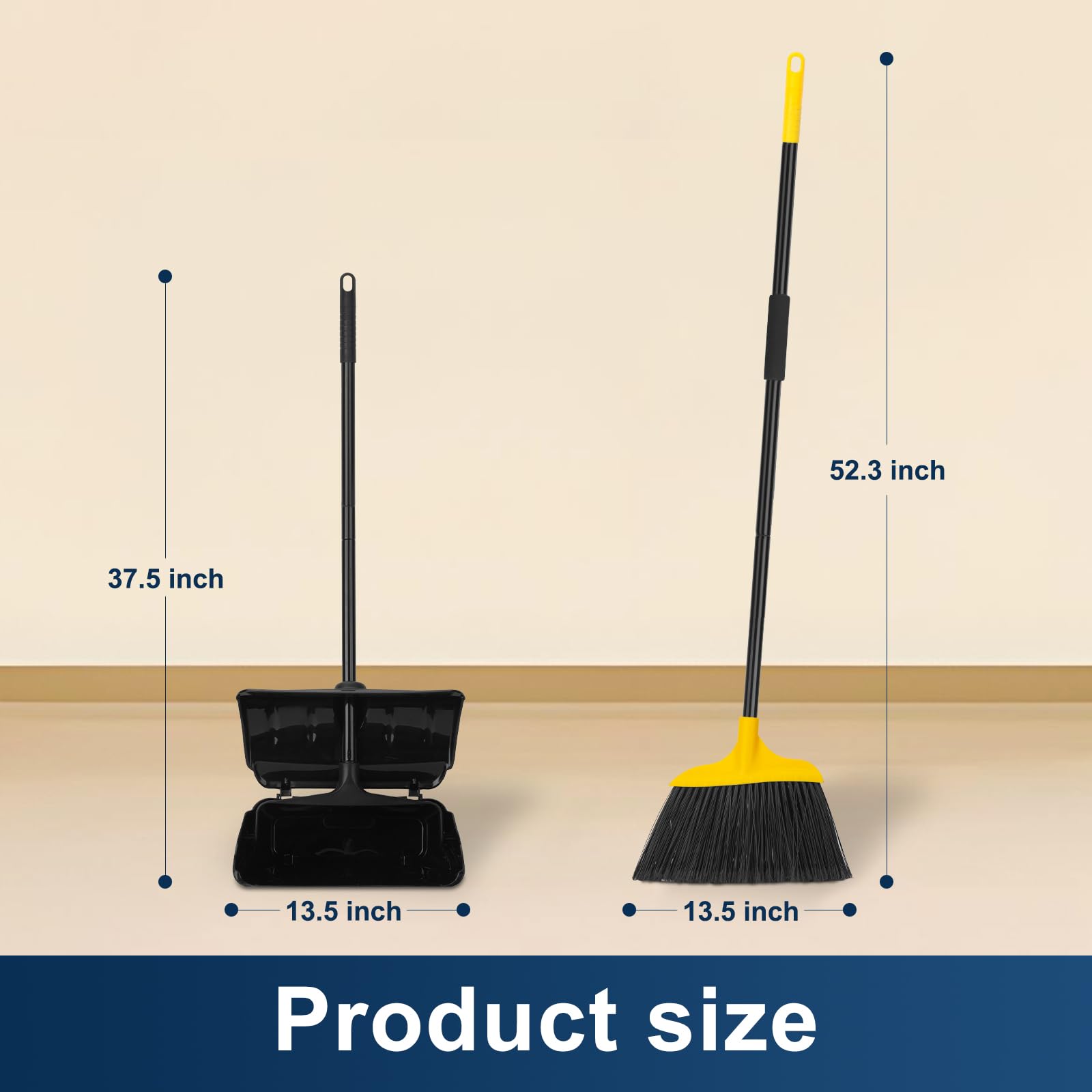 Indoor Outdoor Heavy Duty Broom and Dustpan Set (3 Count)