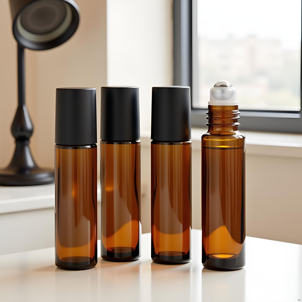 4 Pack 10ml Oil Essential Stainless Roller Bottles (4 Count)