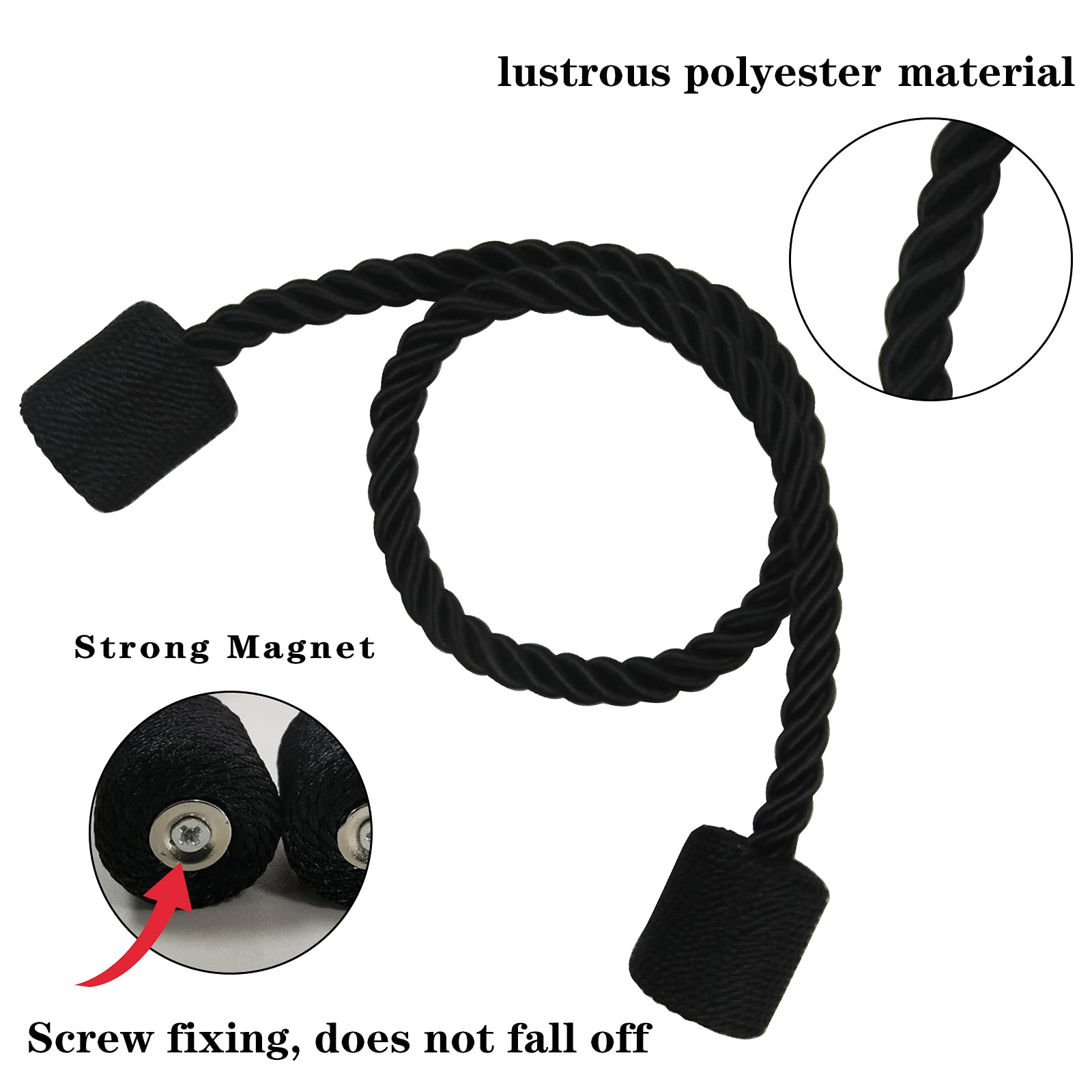 Magnetic Curtain Tiebacks Holdbacks Decorative Tie Backs for Windows Porlau (6 Count)