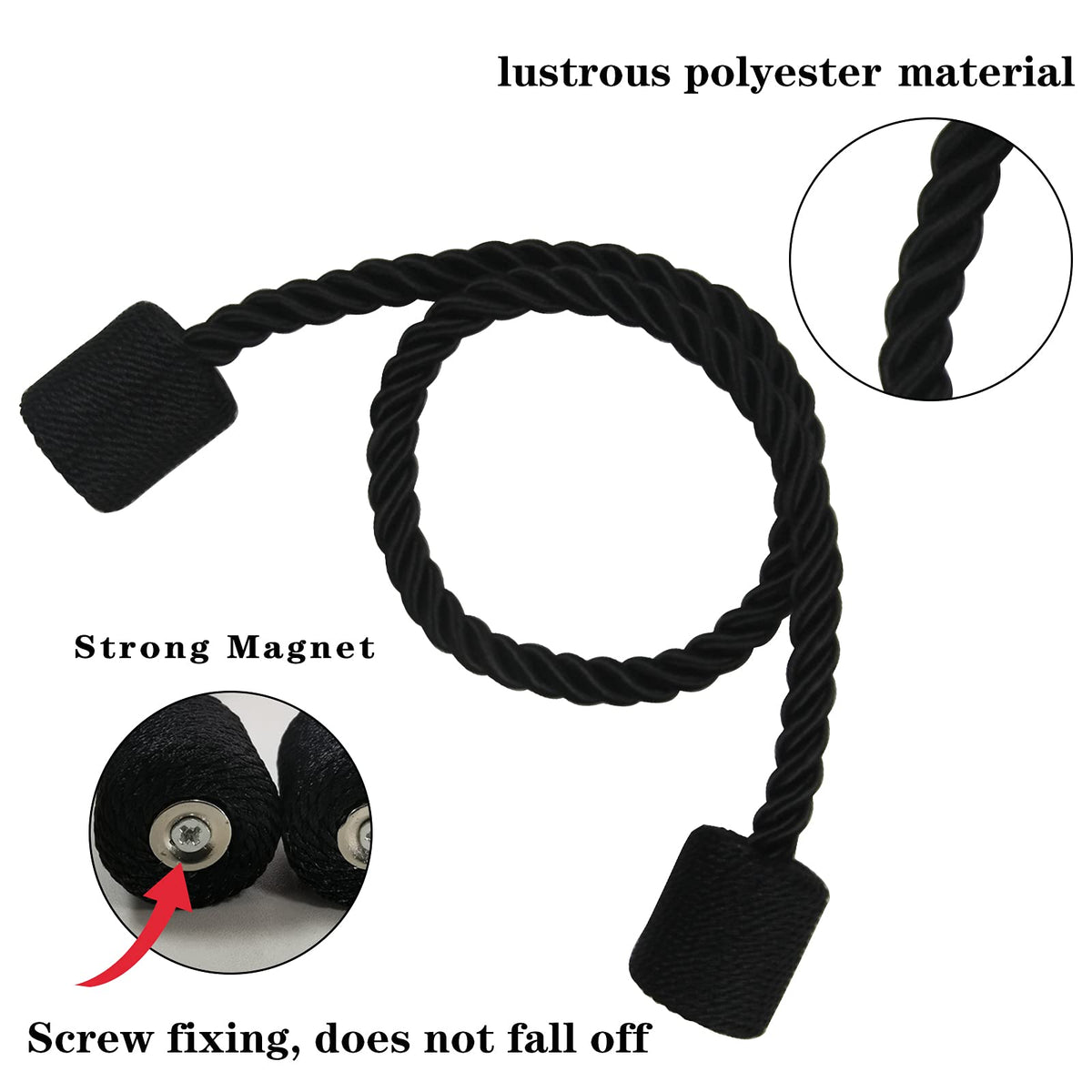 Magnetic Curtain Tiebacks Holdbacks Decorative Tie Backs for Windows Porlau (2 Count)