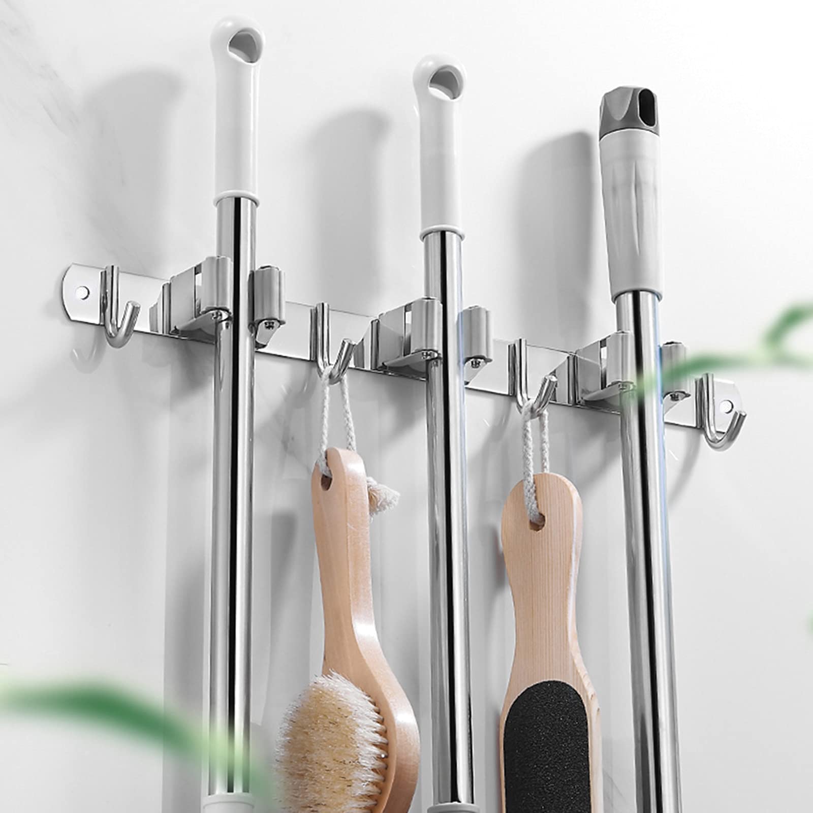 2 Pcs Mop Broom Holder Wall Mounted