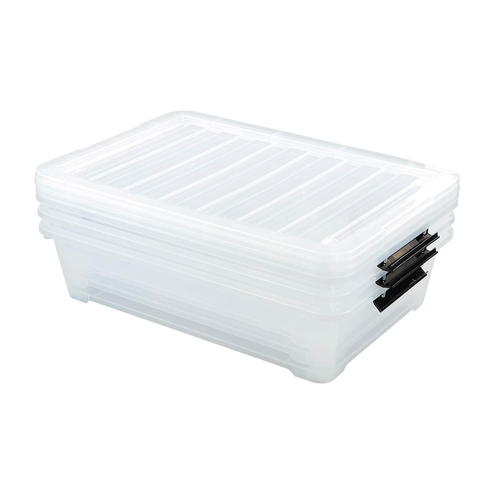 3 Pack Clear Plastic Under Bed Storage Box Container (3 Count)