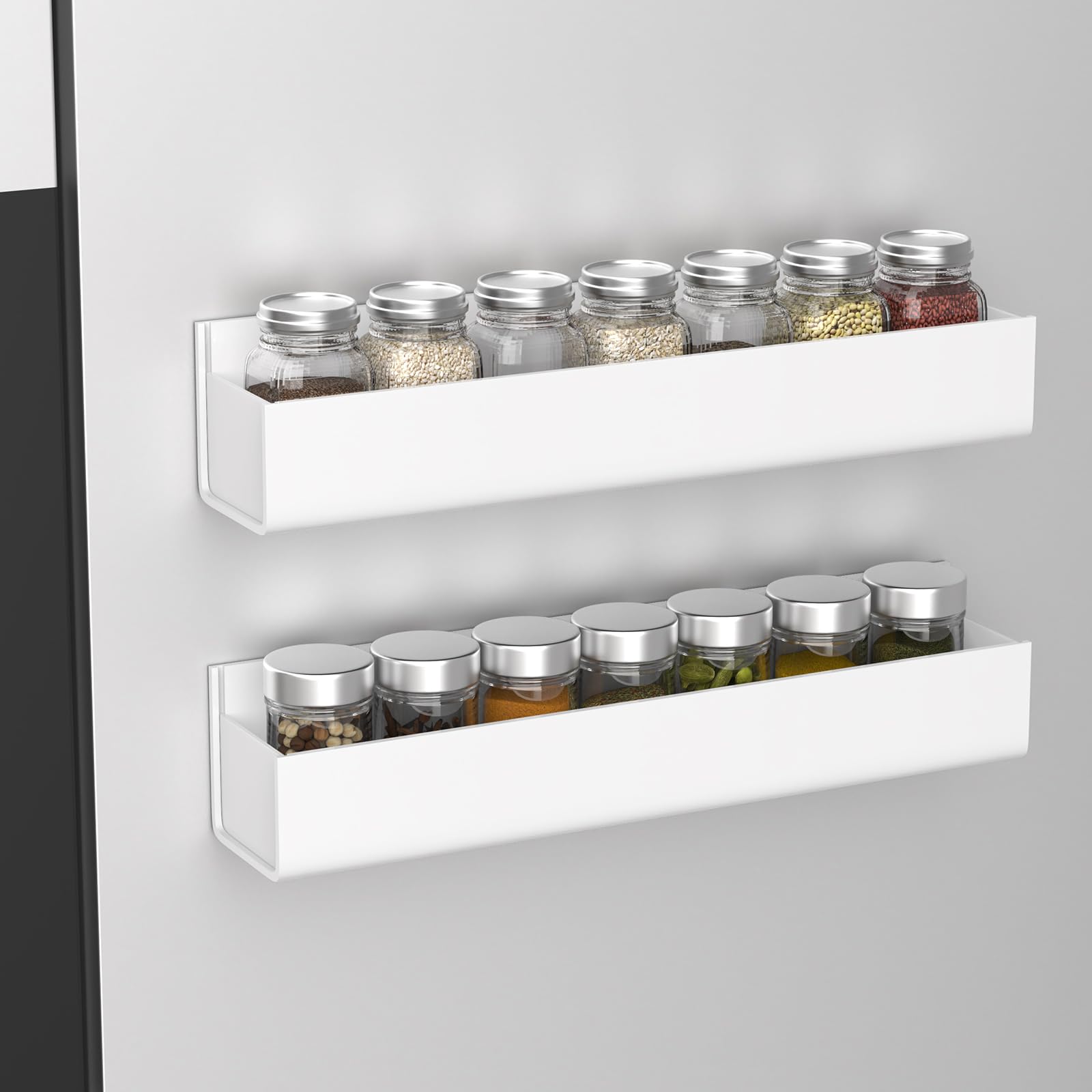 2 Pack White Acrylic Spice Rack Organizers for Cabinet Doors