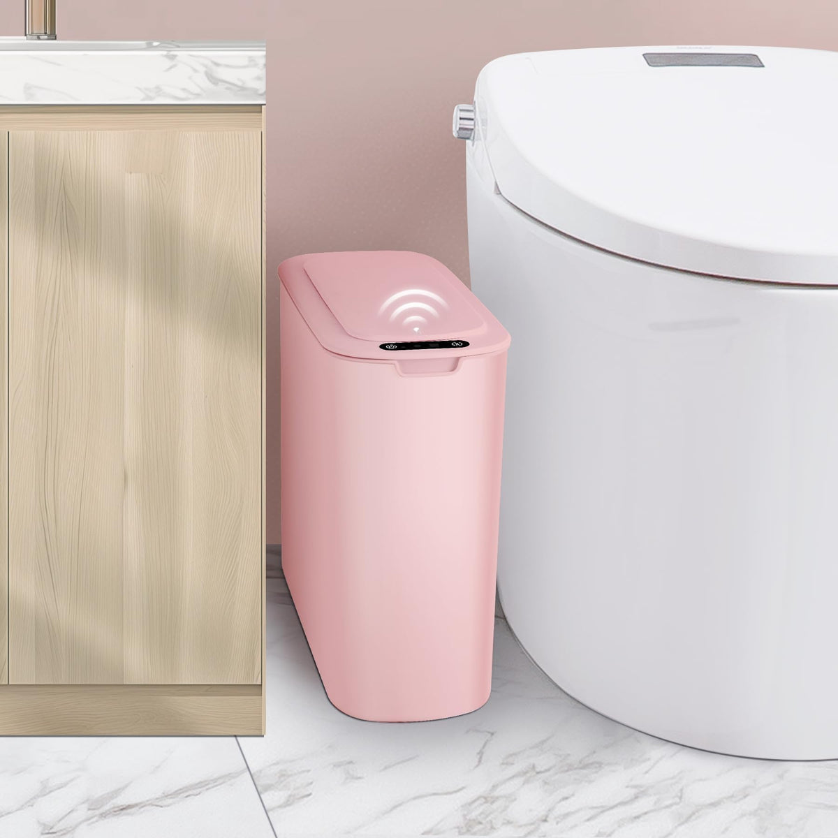 Automatic Small Bathroom Trash Can with Lid