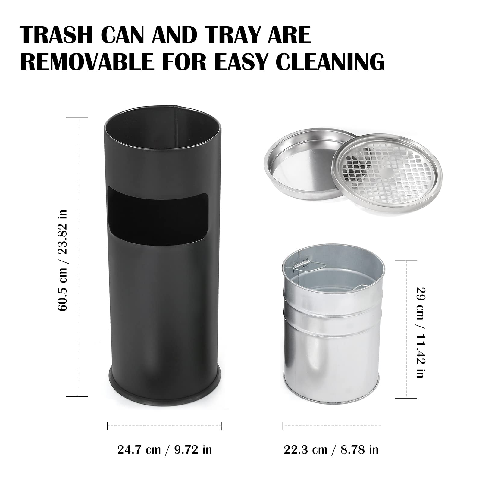Round Stainless Steel Outdoor Trash Can
