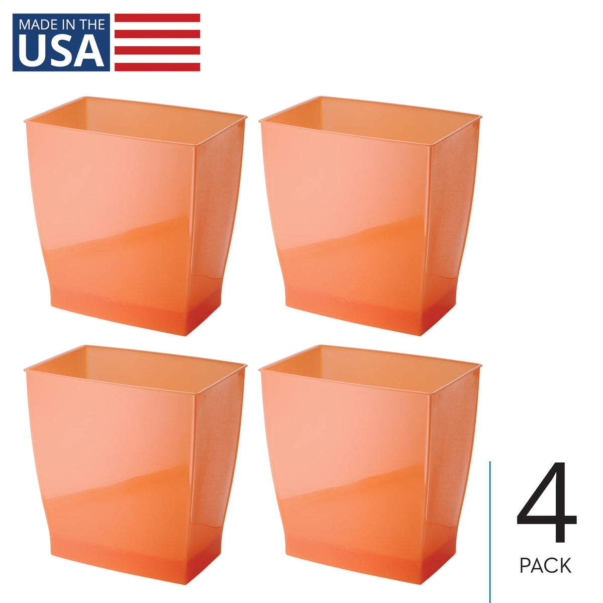 Small Plastic Bathroom Trash Can (4 Count)