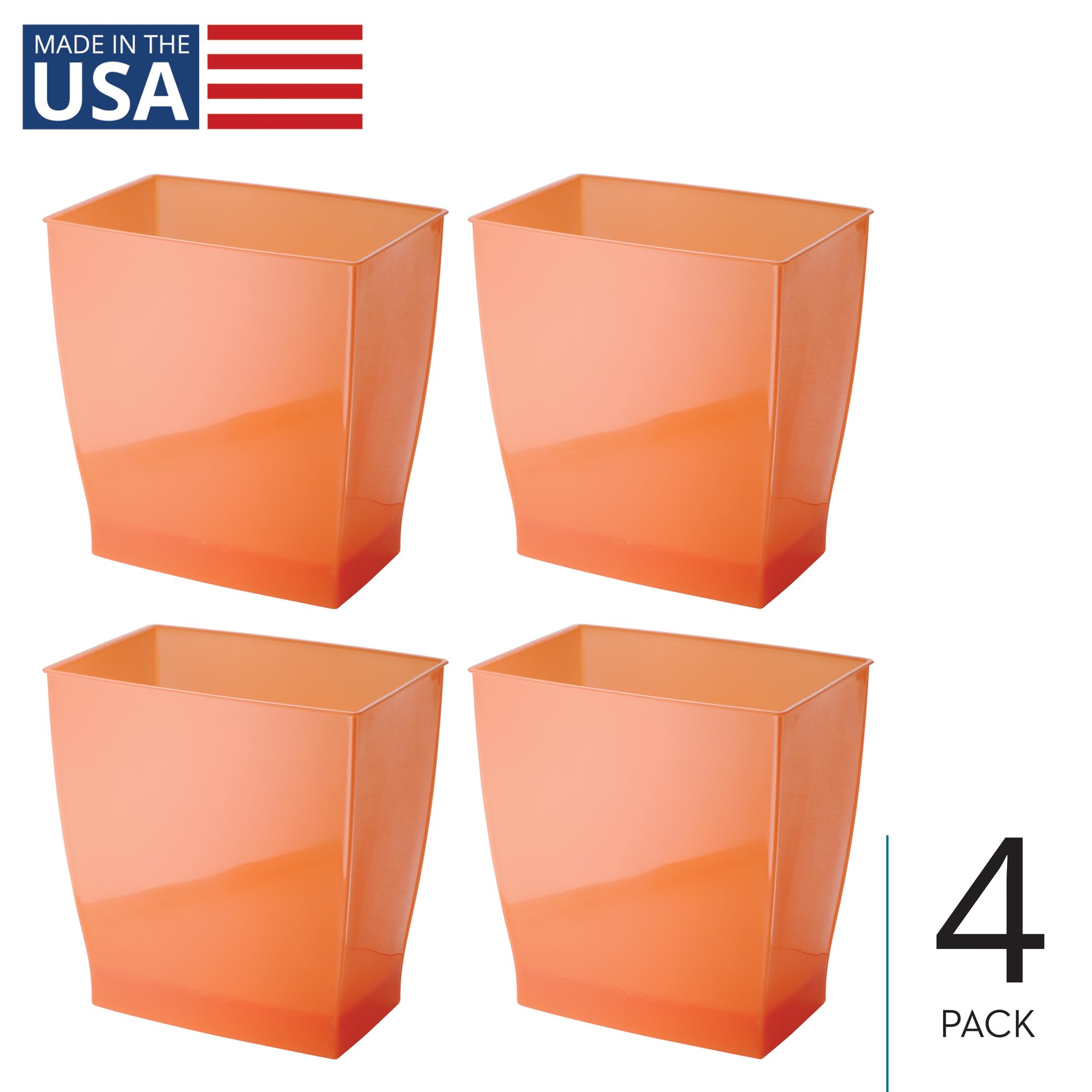 Small Plastic Bathroom Trash Can (4 Count)