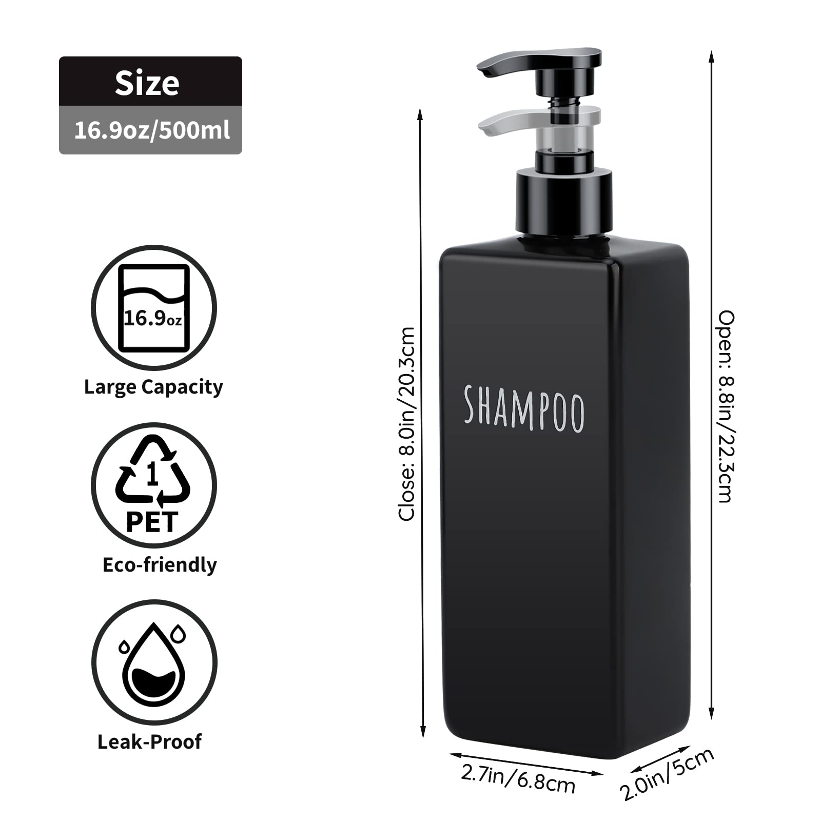 Plastic Square Soap Dispenser Black (3 Count)