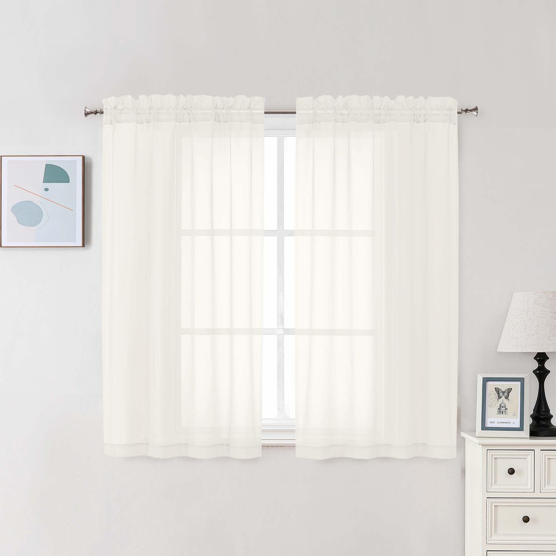 Ivory Sheer Curtains 48 Inch Long (2 Count)