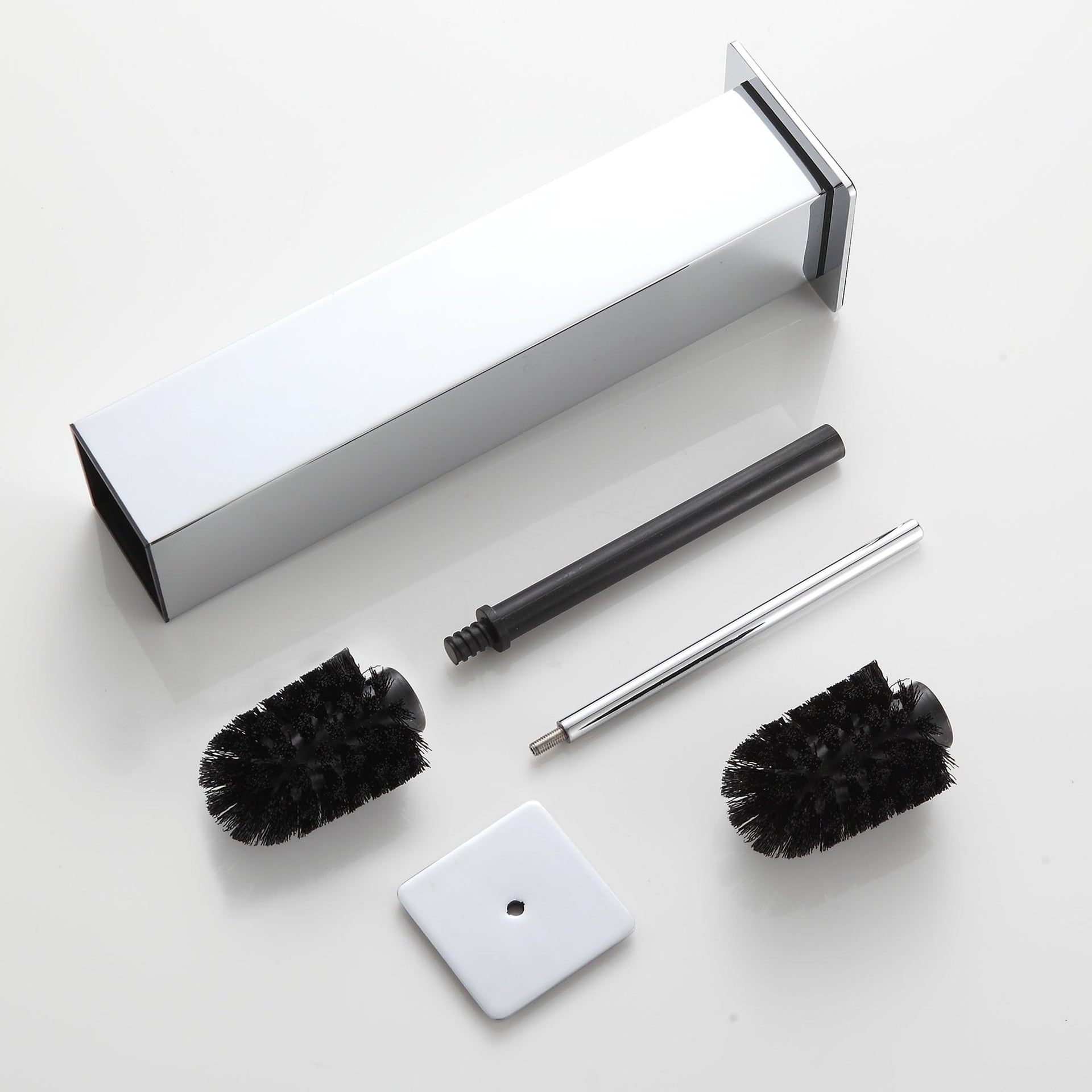Toilet Brush and Holder Set Chrome Stainless Steel 304 Square Freestanding Toilet Brush for Bathroom