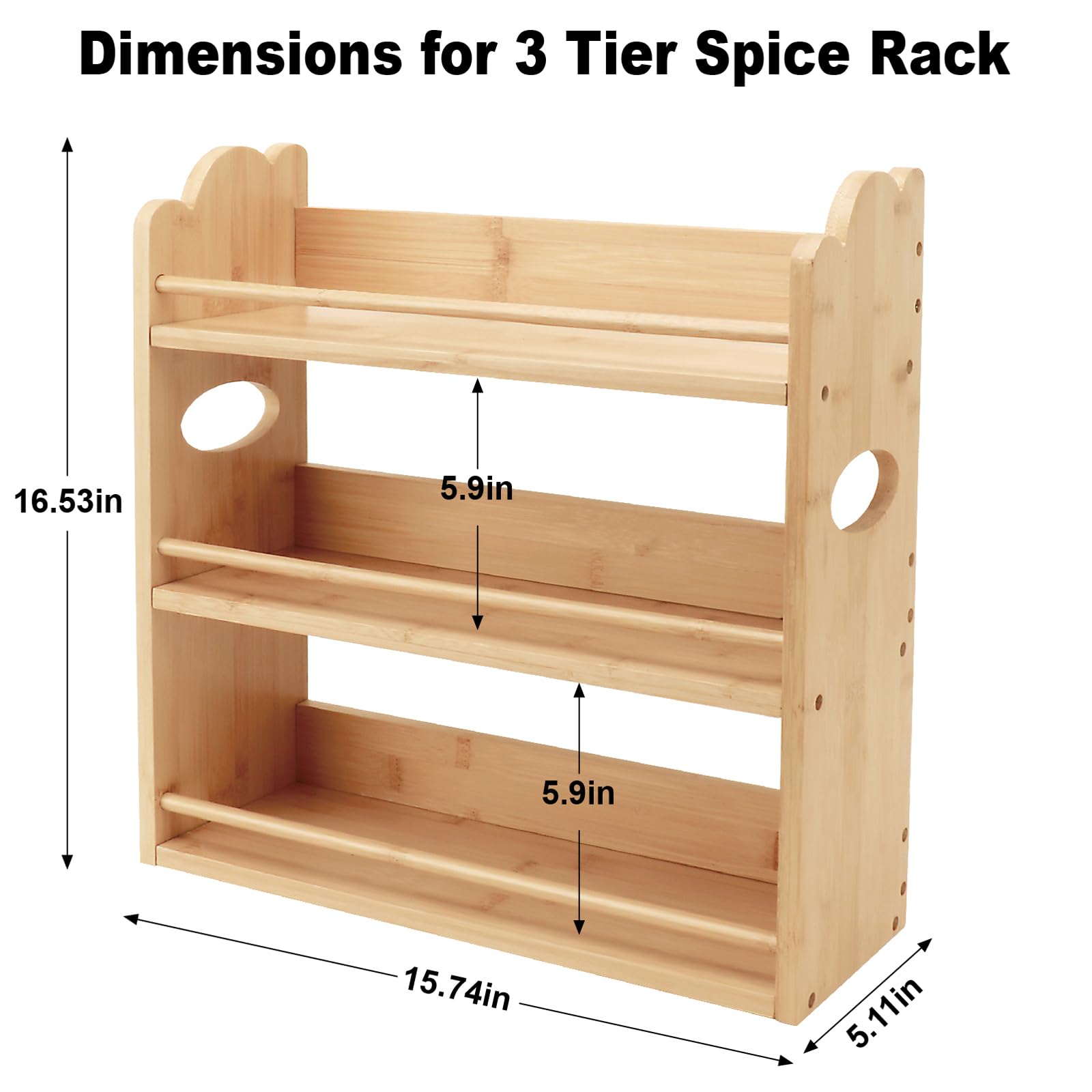 3 Tier Bamboo Spice Rack