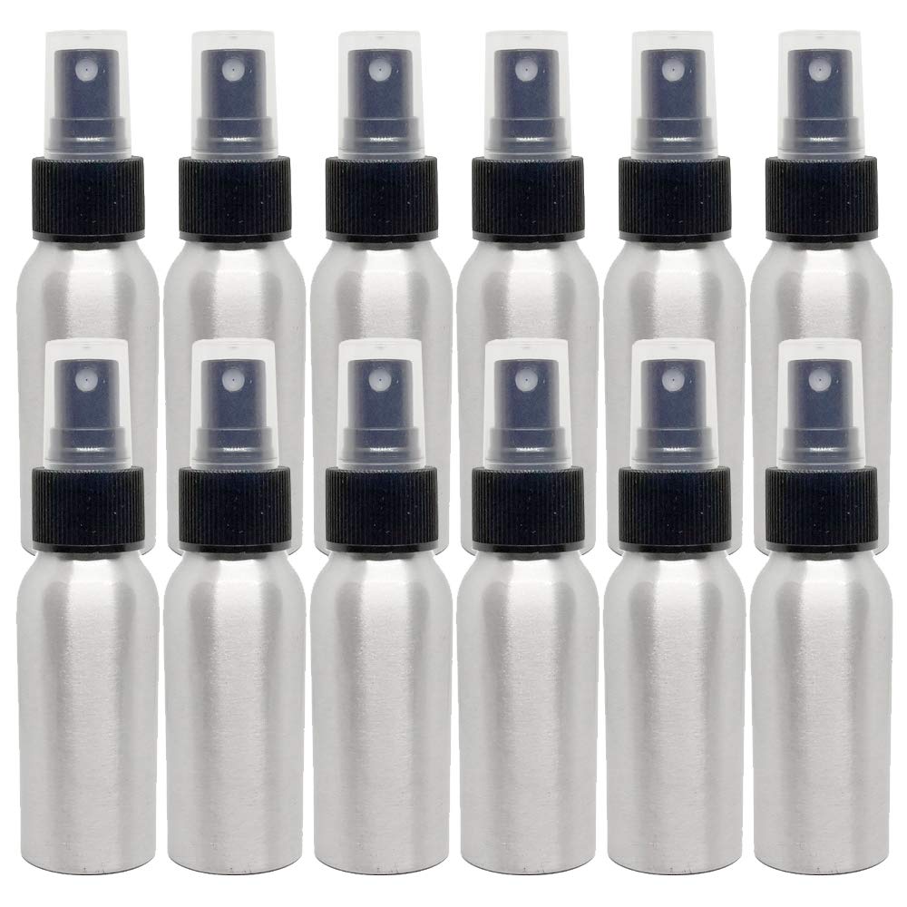 2 fl oz Aluminum Bottle with Black Spray Cap (12 ct)