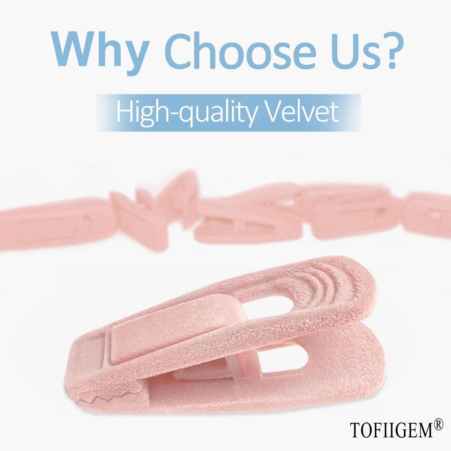 Light Pink Velvet Hangers Clips 20 PCS