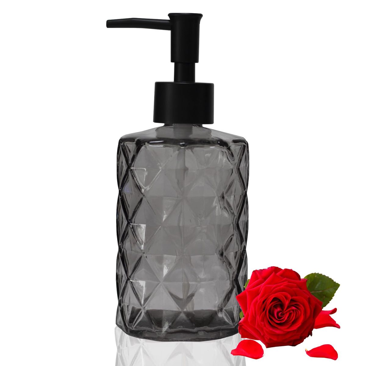 Glass Soap Dispenser with Black Plastic Pump