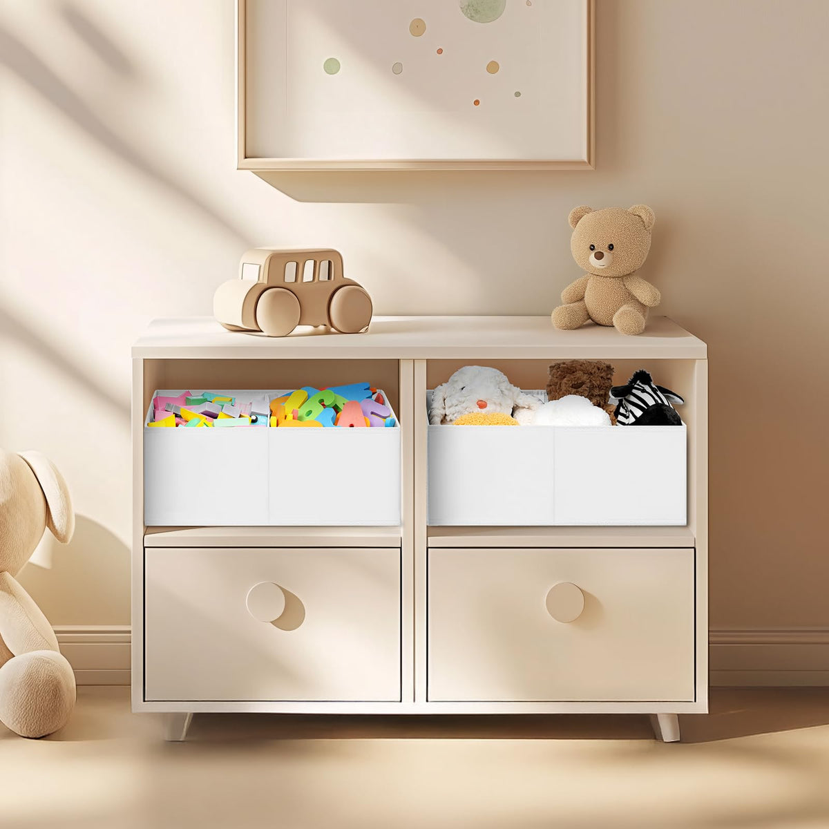 Large Closet Shelf Organizer Bins 8 Packs with Handles and Divider (8 Count)