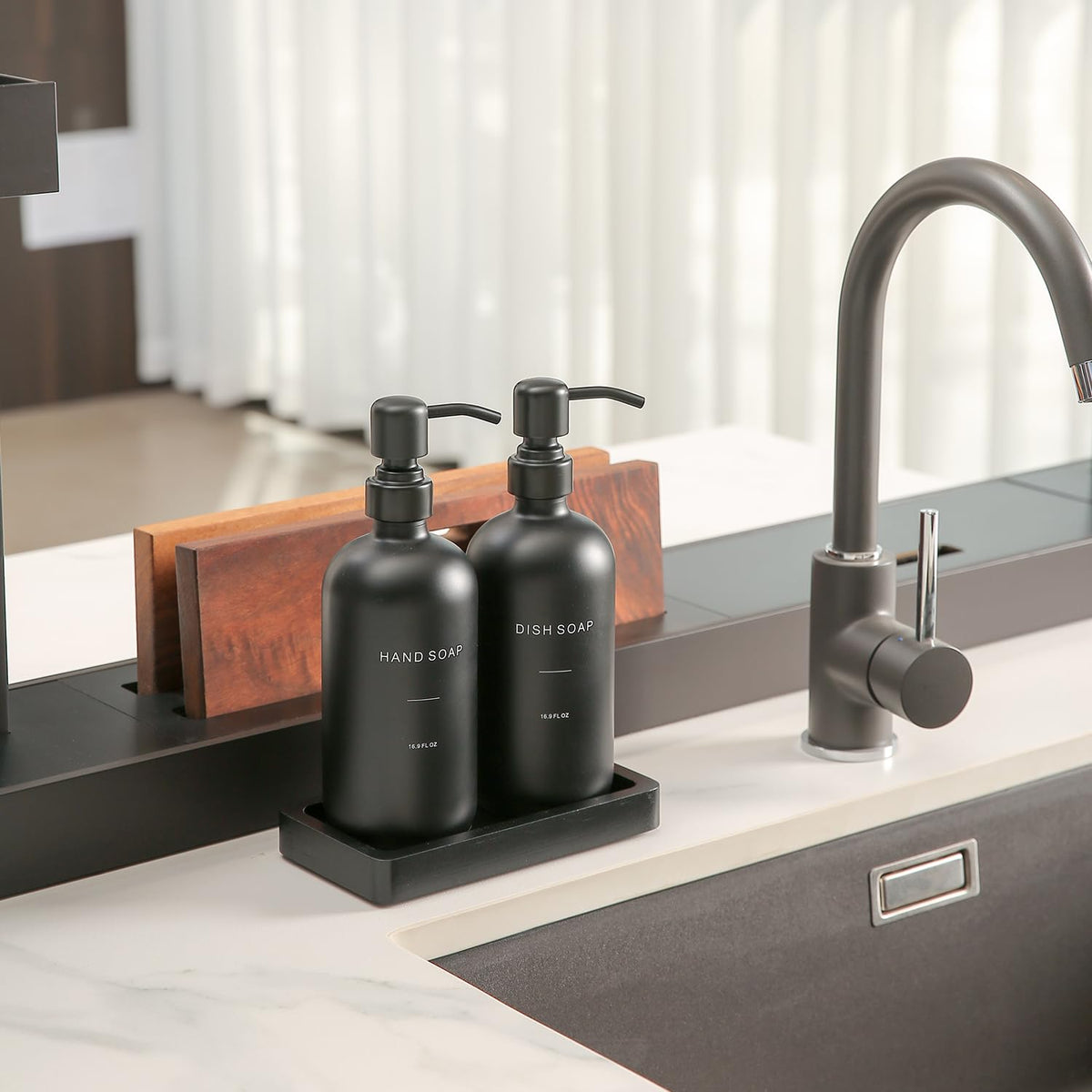 Matte Black Soap Dispenser Set
