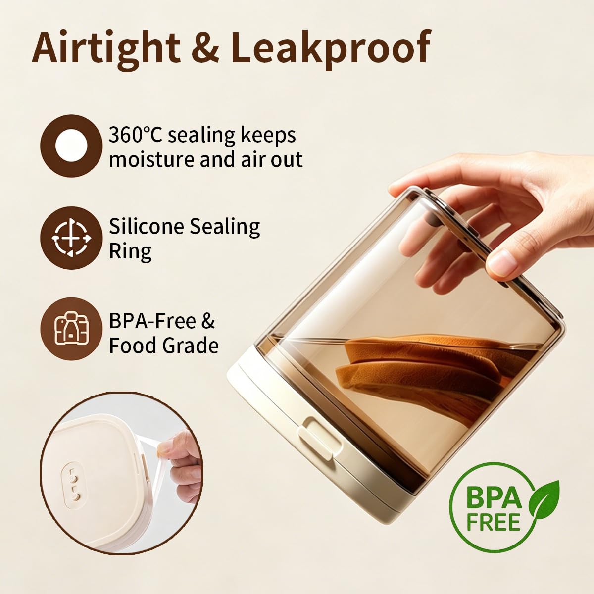 Airtight Food Storage Container with Magnetic Scoop & Built