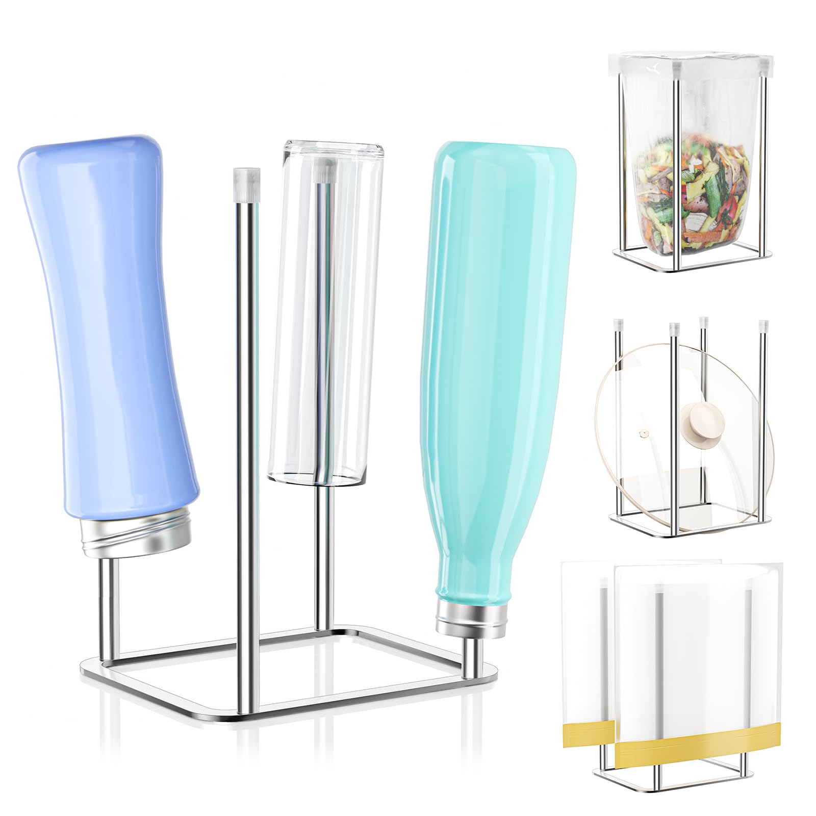 Water Bottle Drying Rack Reusable Bottle Rack Dryer Kitchen Stand Holder Metal Countertop Baby Bottle Drying Rack Water Cup Drying Rack for Plastic Bags
