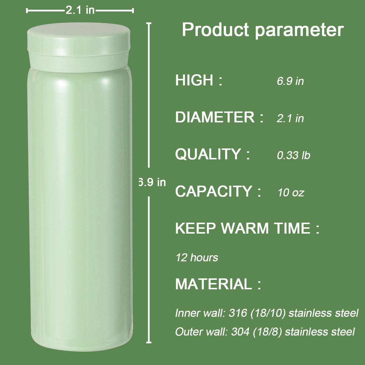 10oz Mini Water Bottle Stainless Steel Thermos Small Flask