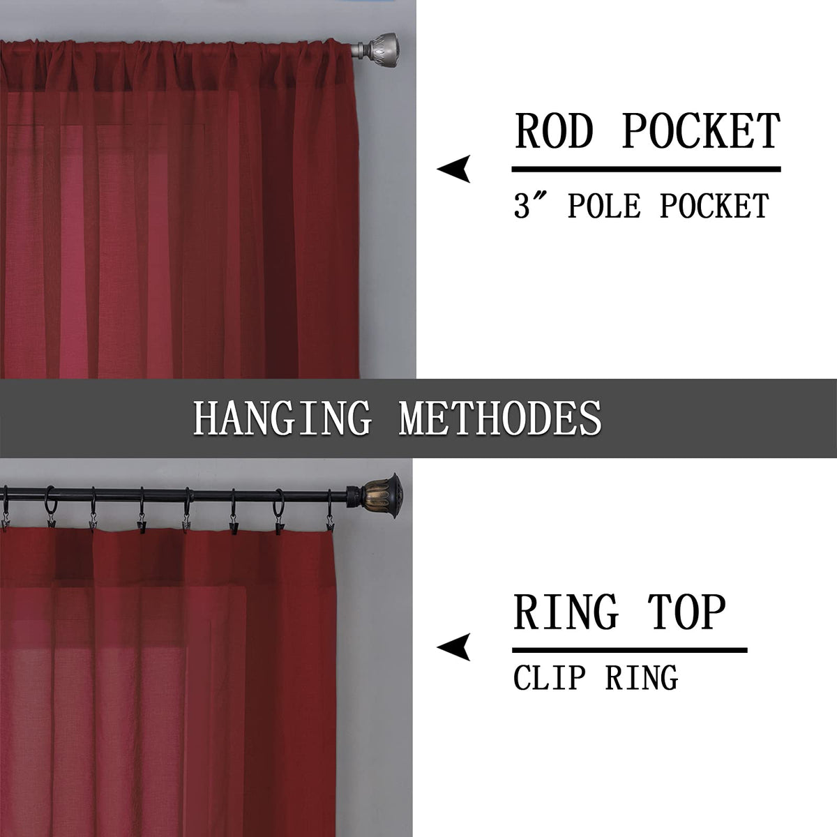 Short Sheer Curtain Linen Textured Bedroom Curtains Sheer Light Filtering Rod Pocket Voile Curtain for Living Room