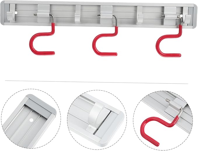 Space Aluminum Mop Clamp Wall Mounted Broom Gripper Mop Hanging Hook Heavy Duty Hooks Organizer