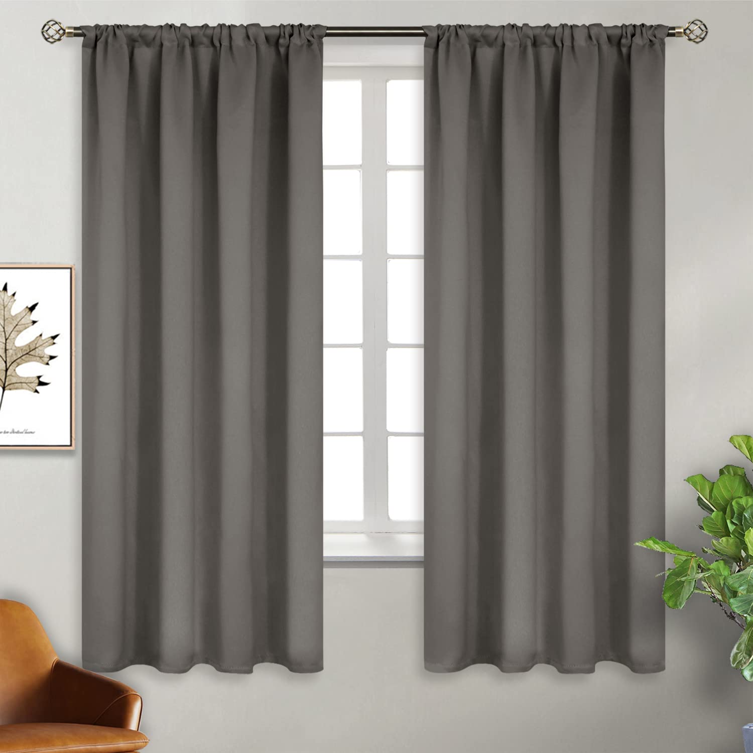 Blackout Curtains for Bedroom 63 Inches Length (2 Count)