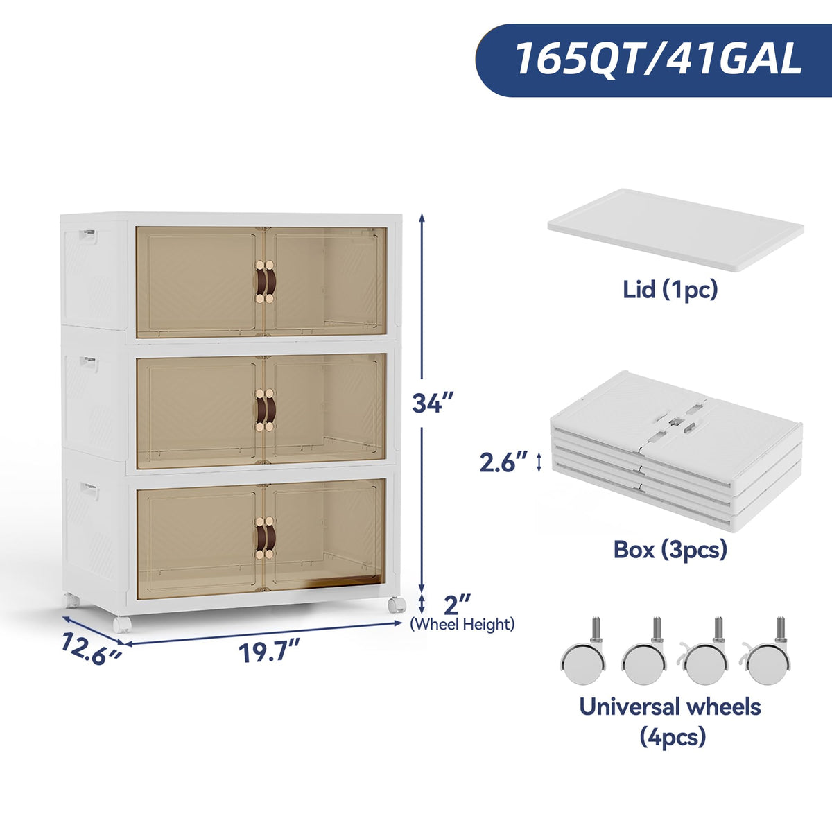 146QT 36Gal Stackable Storage Bins with a Lid