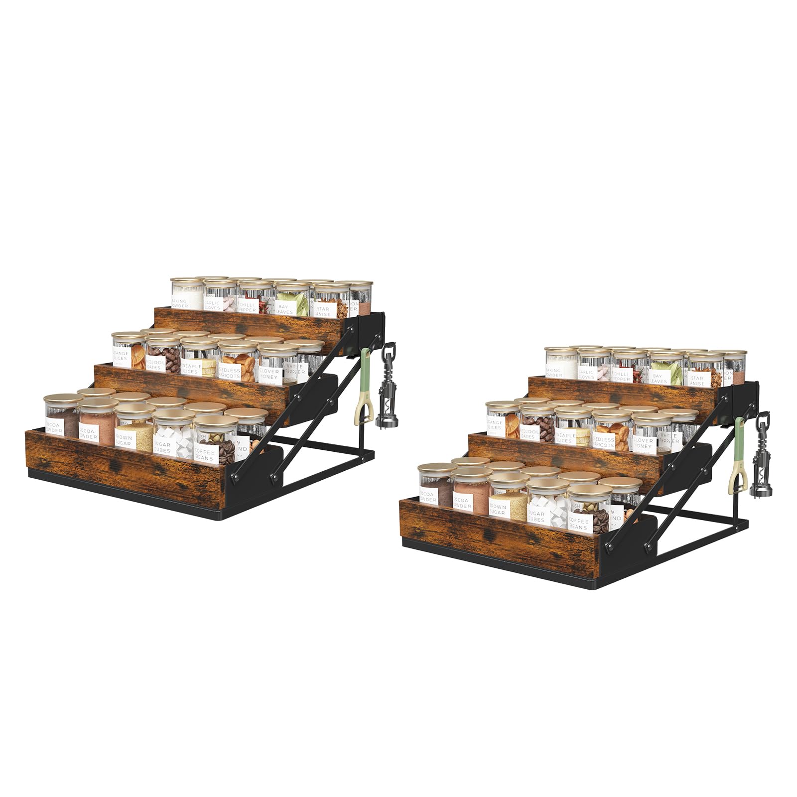 3 Tier Foldable Spice Rack Organizer for Countertop (2 Count)