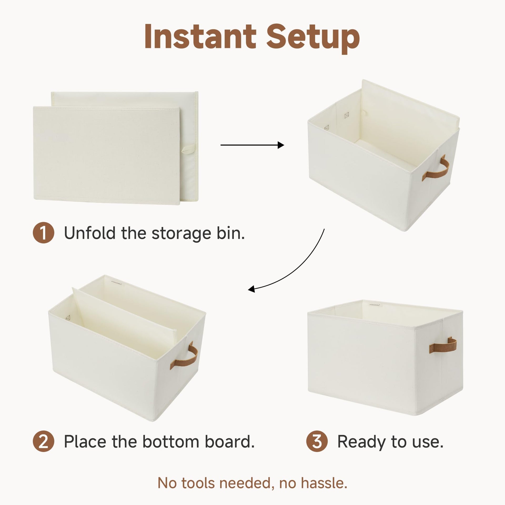 Closet Storage Bins with PU Handles (3 Count)