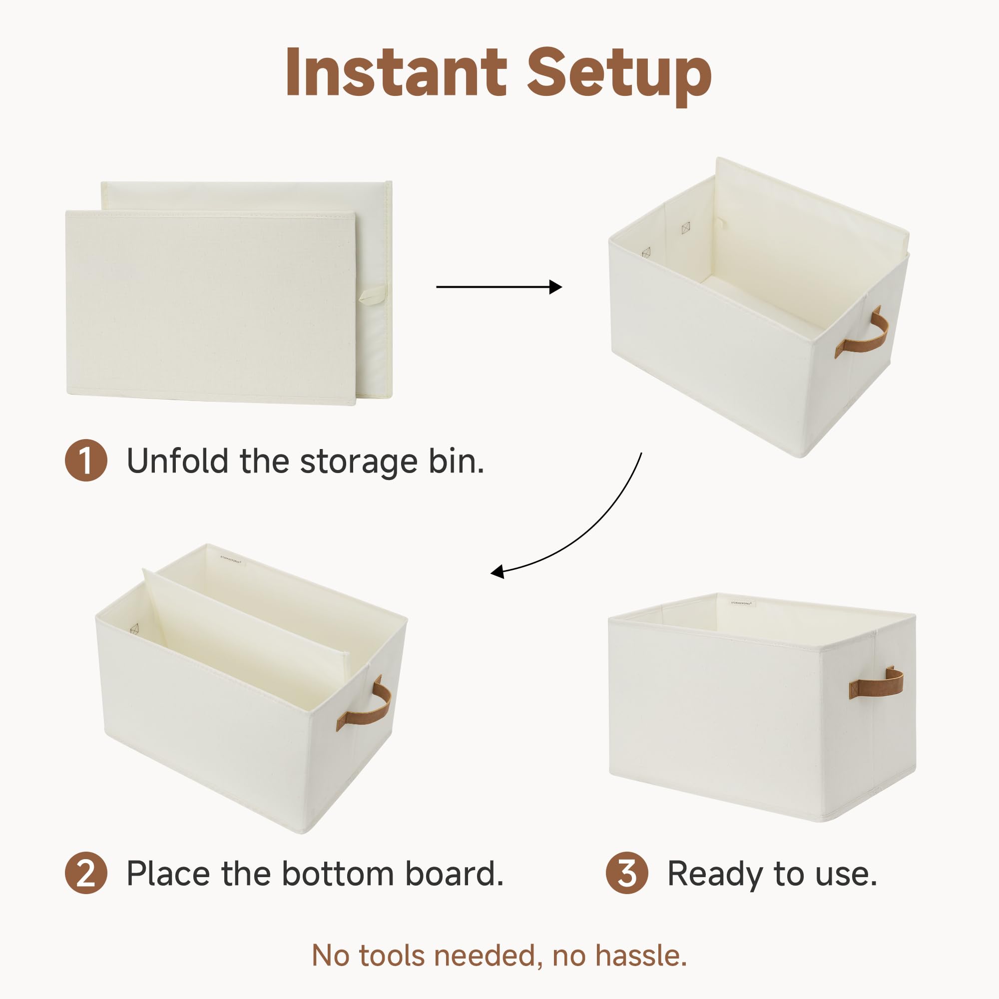 Closet Storage Bins with PU Handles (3 Count)