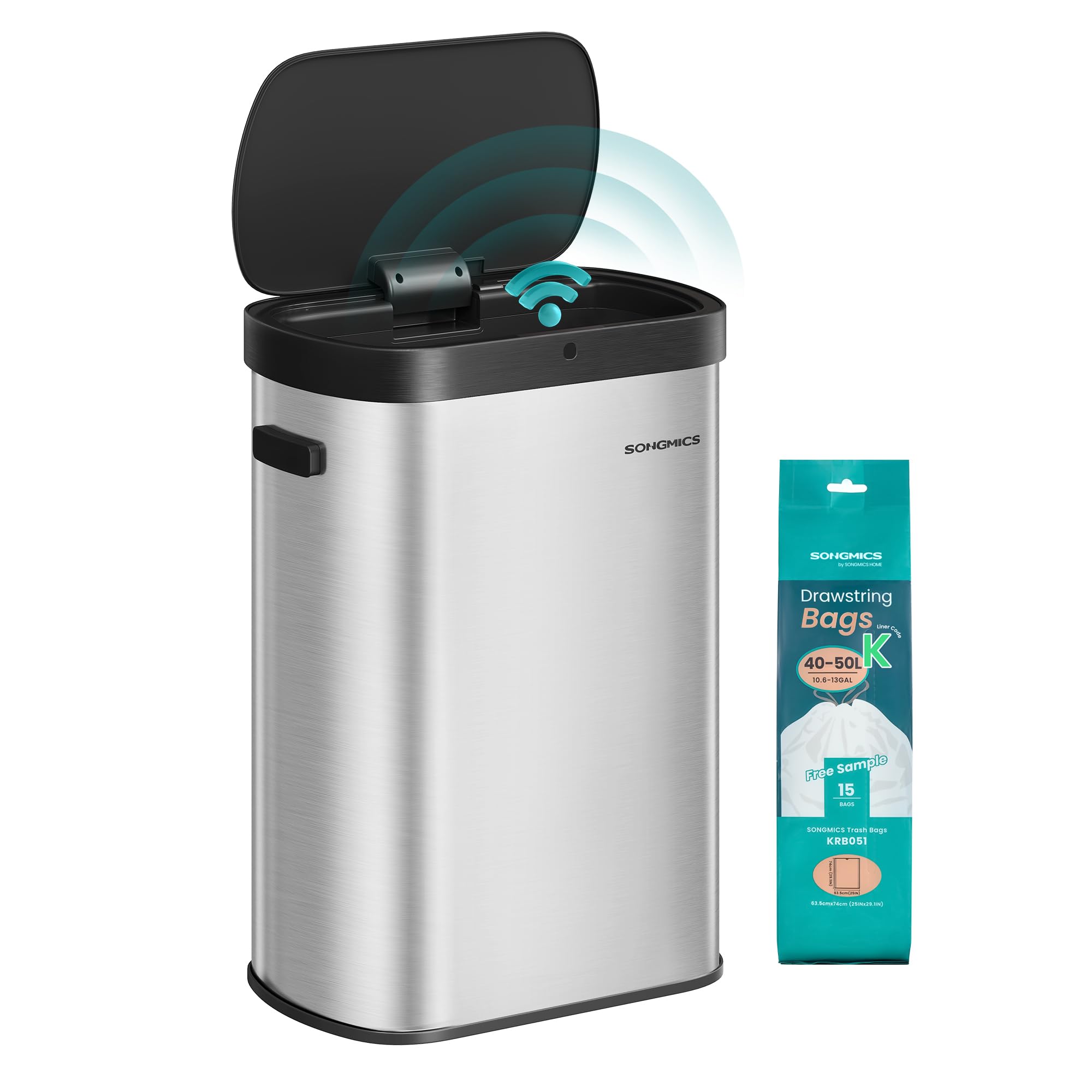 Trash Can, 13-Gallon, Stainless Steel, Soft-Close Lid