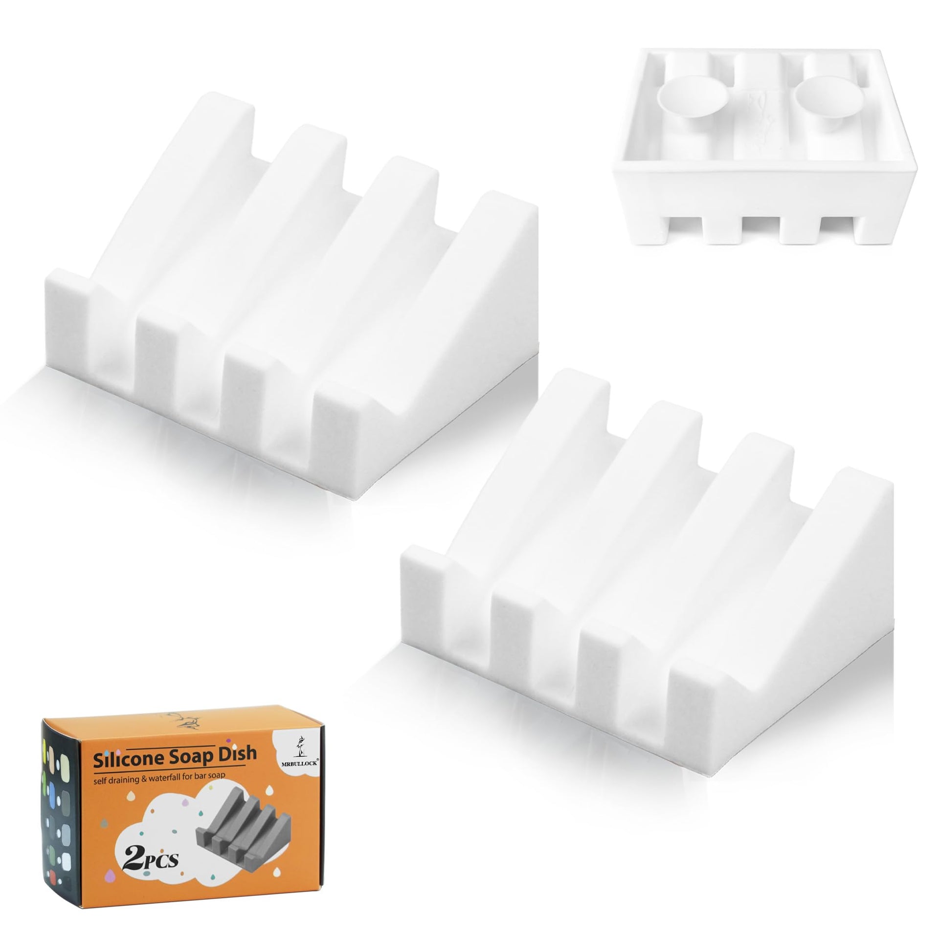 Silicone Soap Dish Self Draining with Suction Cups (2 Count)