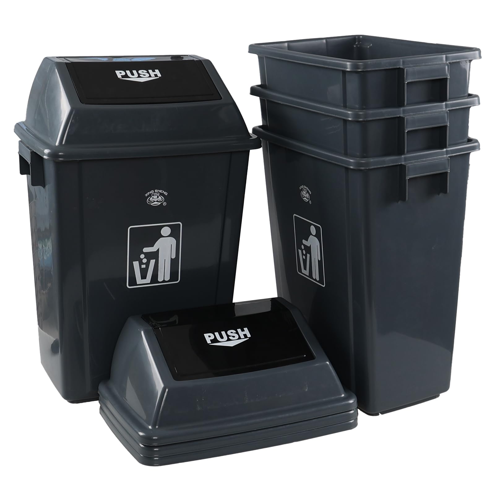 Kitchen Trash Can 13 Gallon with Swing Lid (4 Count)