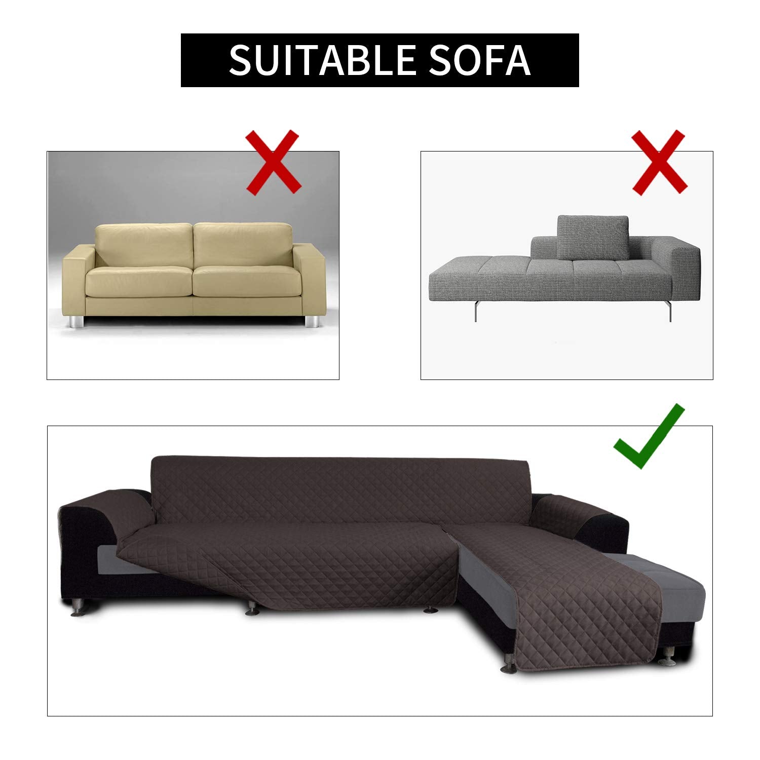 Reversible L Shape Sectional Couch Cover