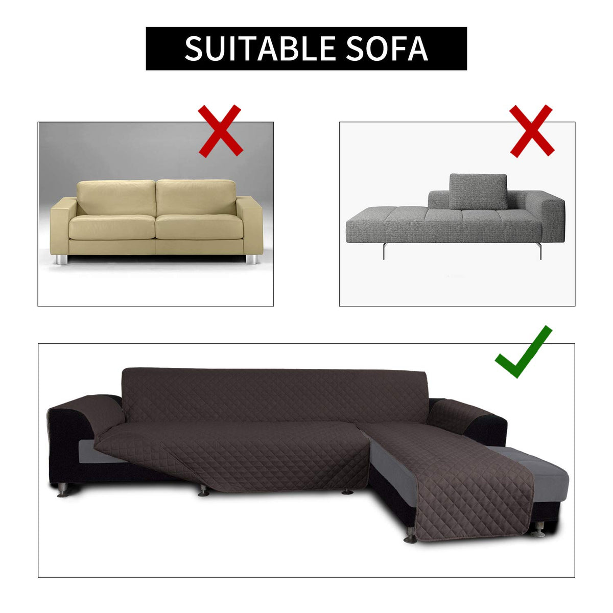 Reversible L Shape Sectional Couch Cover