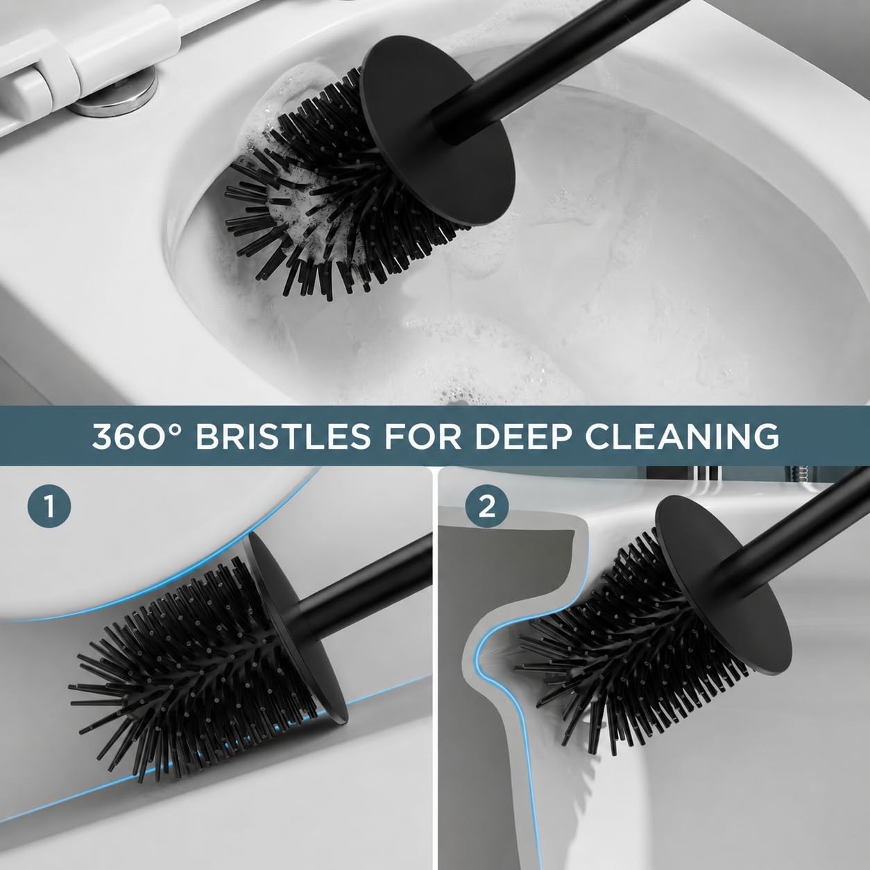 Stainless Steel Toilet Bowl Brush Scrubber and Holder Set Short