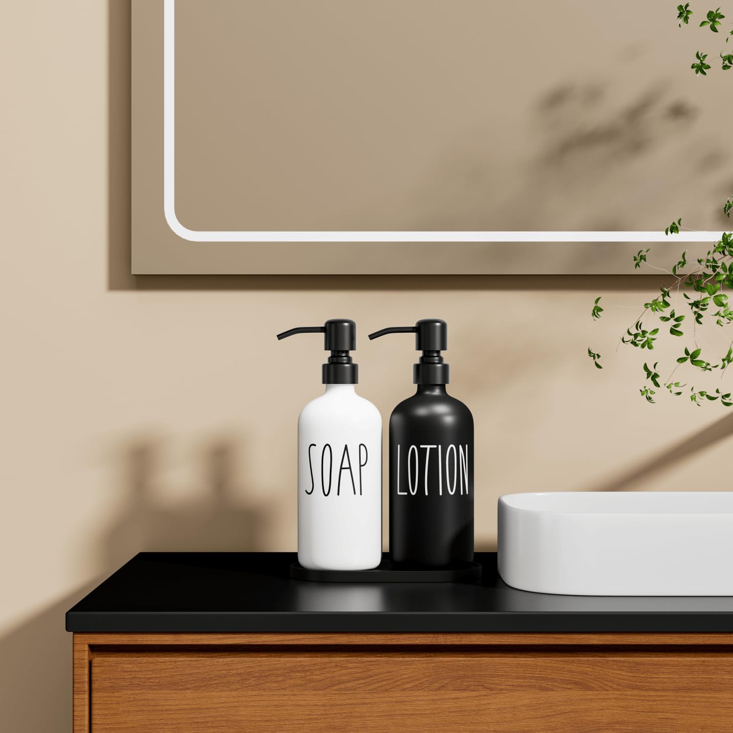 Glass Soap Dispenser with Stainless Steel Pump (2 Count)