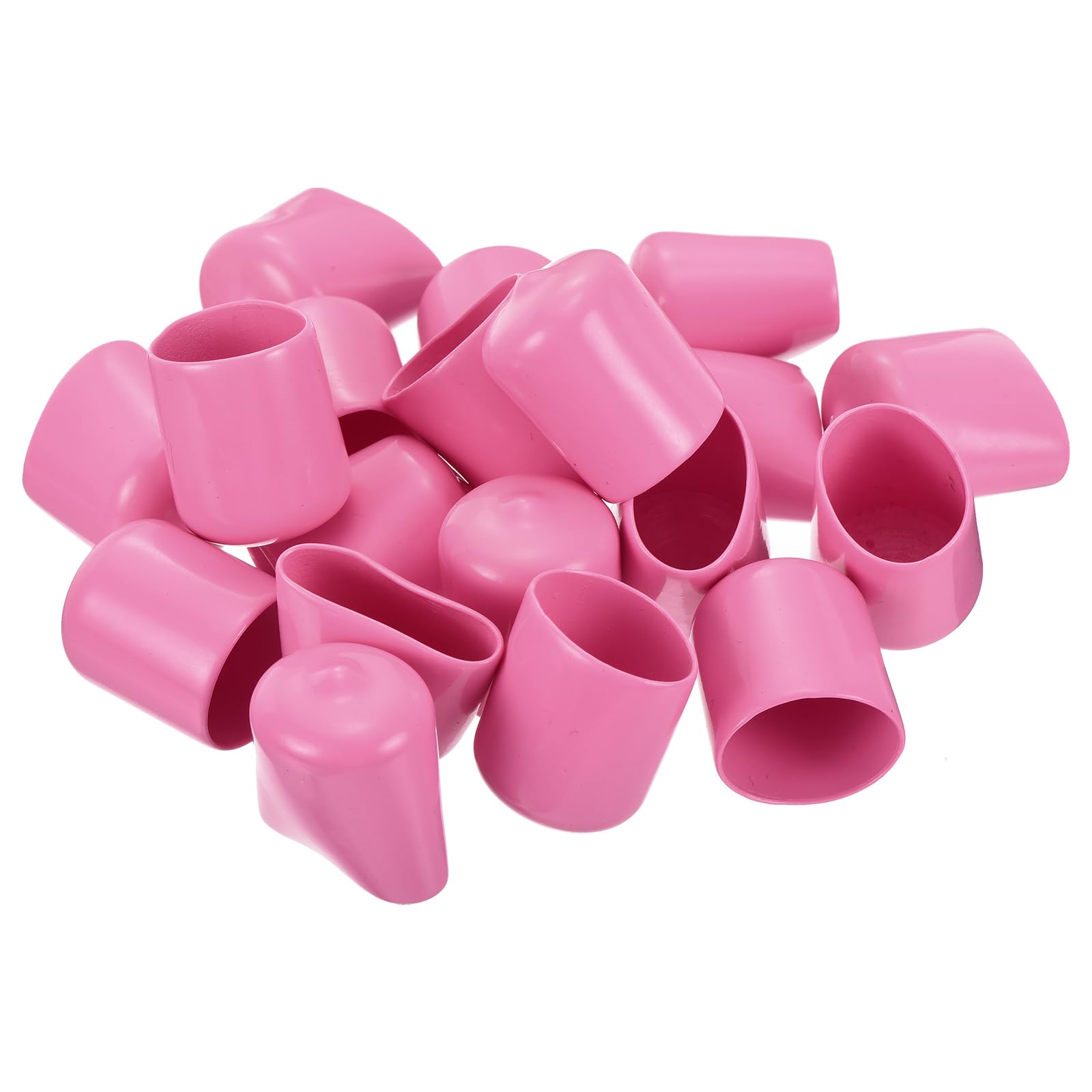 20pcs Rubber End Caps 21mm ID Vinyl PVC Round Tube Bolt Cap Cover Screw Thread Protectors Pink
