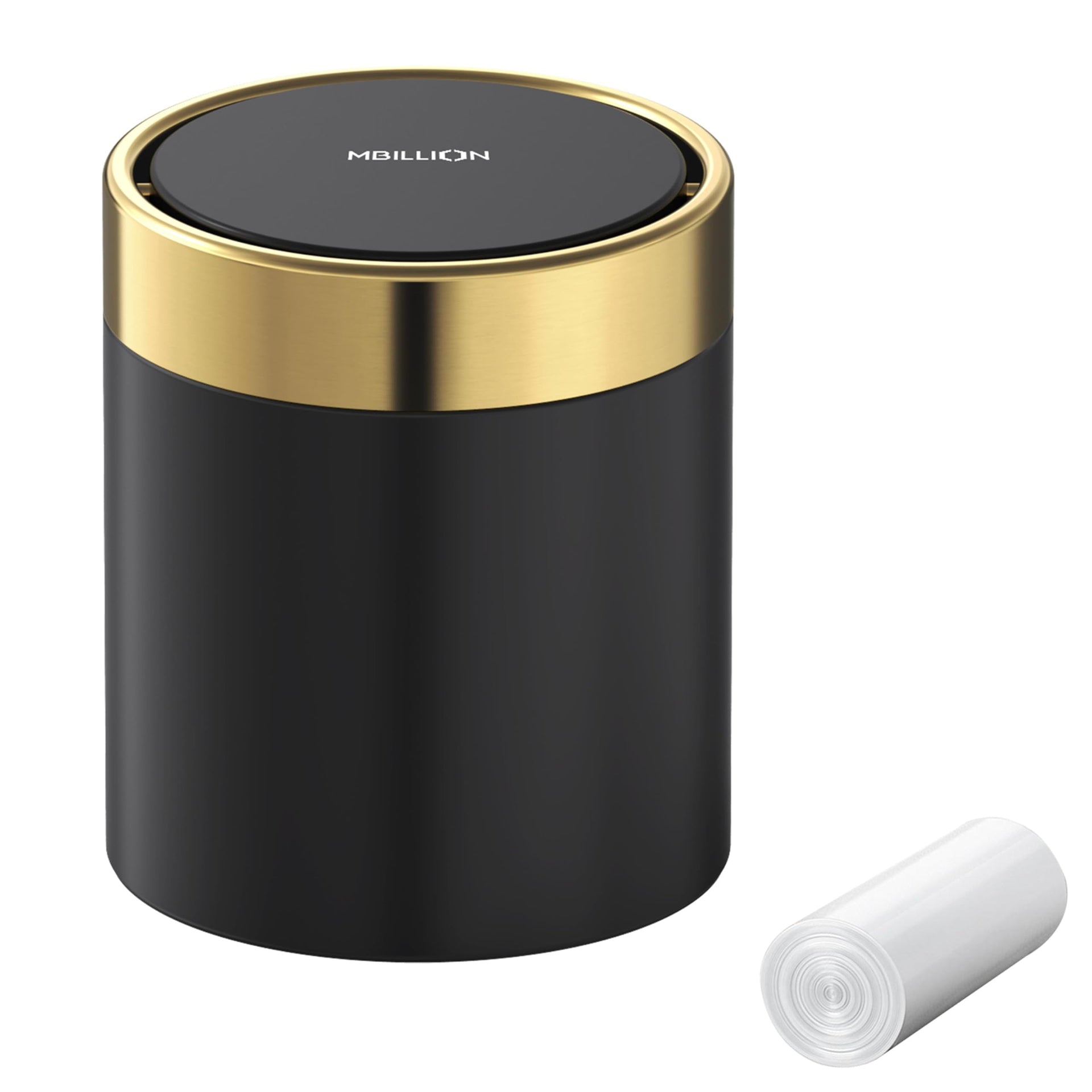 0.4 Gal Matte Black Desktop Mini Swing Lid Trash Can