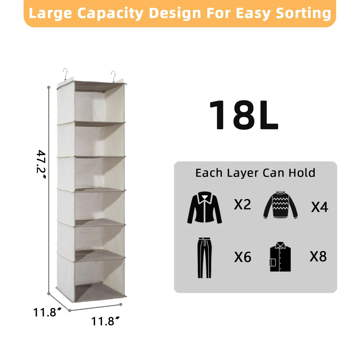 2 Packs Hanging Closet Organizer (2 Count)