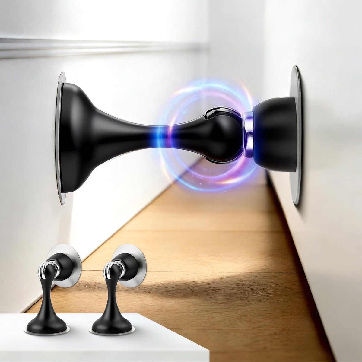 Black Magnetic Door Stoppers for Bottom of Door