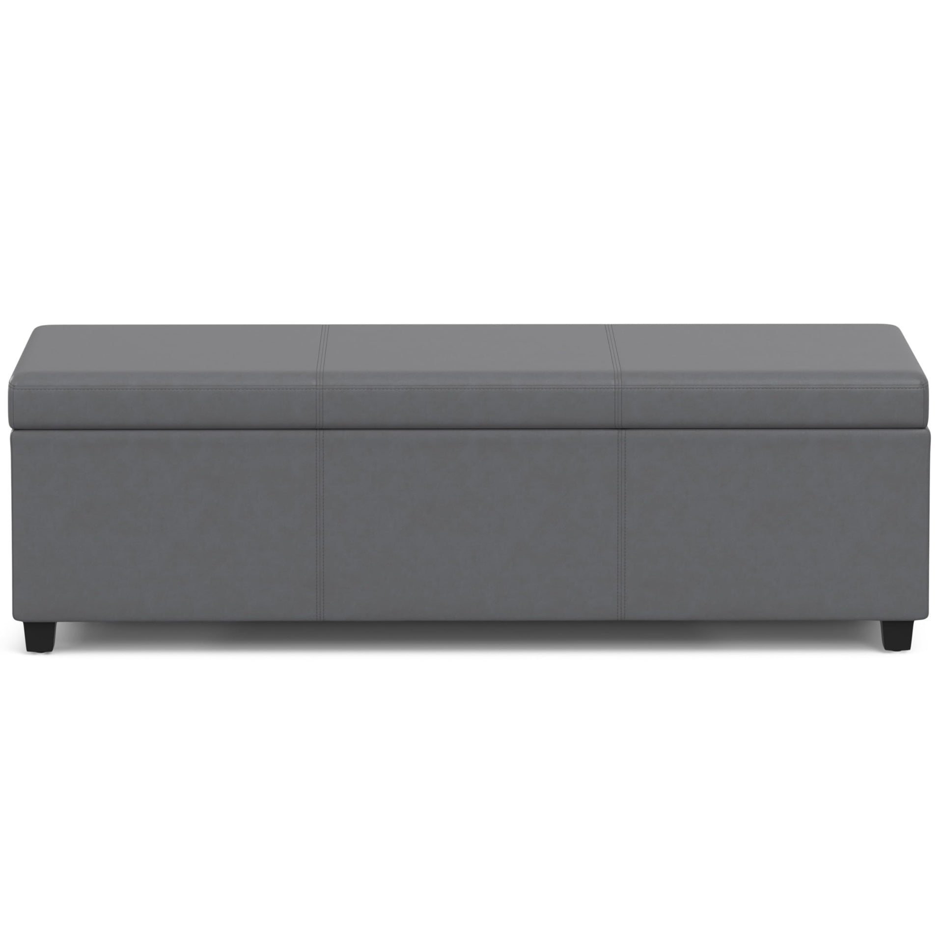 Avalon 54" Wide Vegan Leather Storage Ottoman in Stone Grey