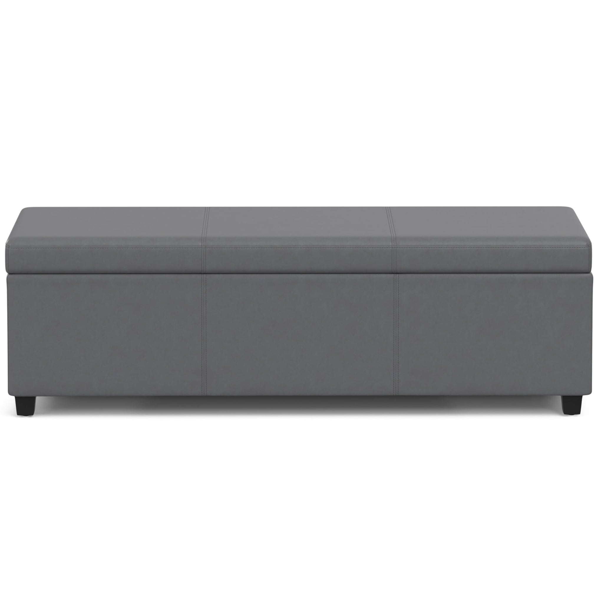 Avalon 54" Wide Vegan Leather Storage Ottoman in Stone Grey