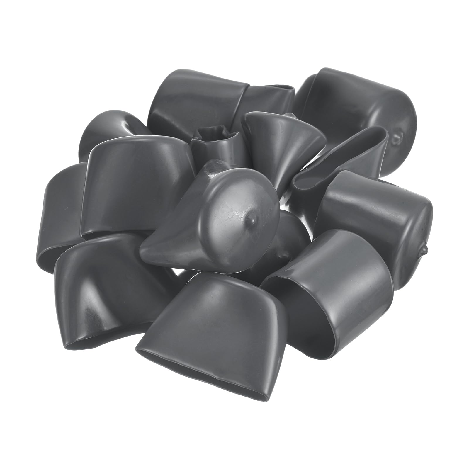 20pcs Rubber End Caps 41mm ID Vinyl Round Tube Bolt Cap Cover Thread Protectors Dark Grey