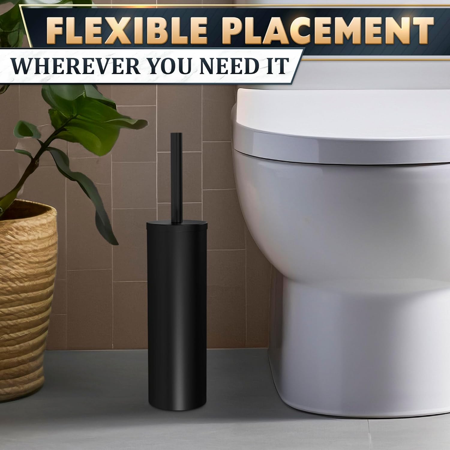2Pcs Stainless Steel Toilet Brush and Holder Set (2 Count)