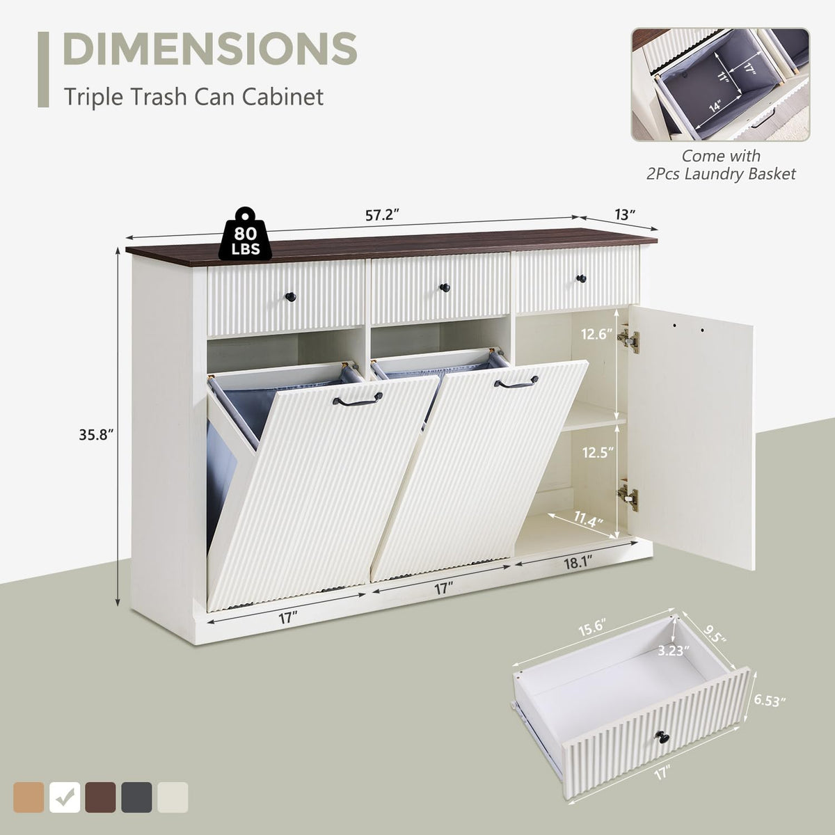 Triple Tilt Out Trash Can Cabinet