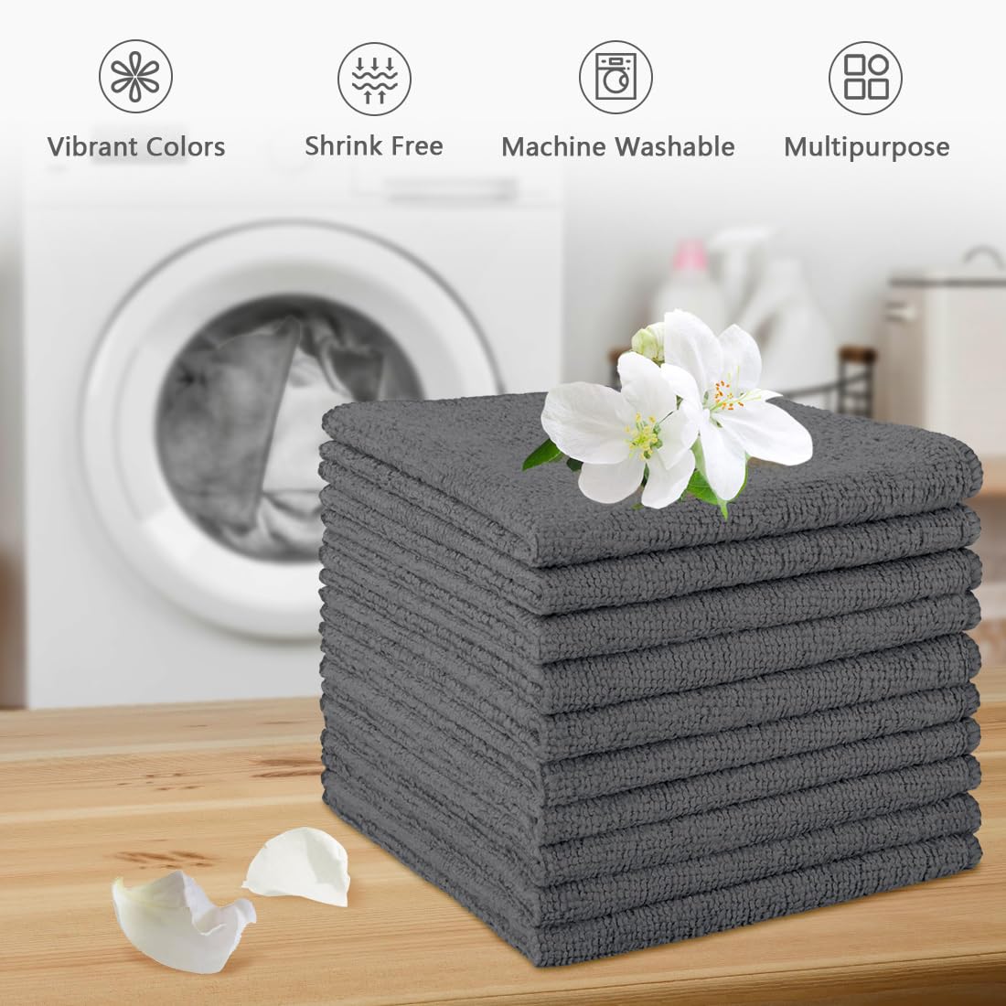 Wash Cloths Face Towels 12x12 Inch 10 Pack (10 Count)
